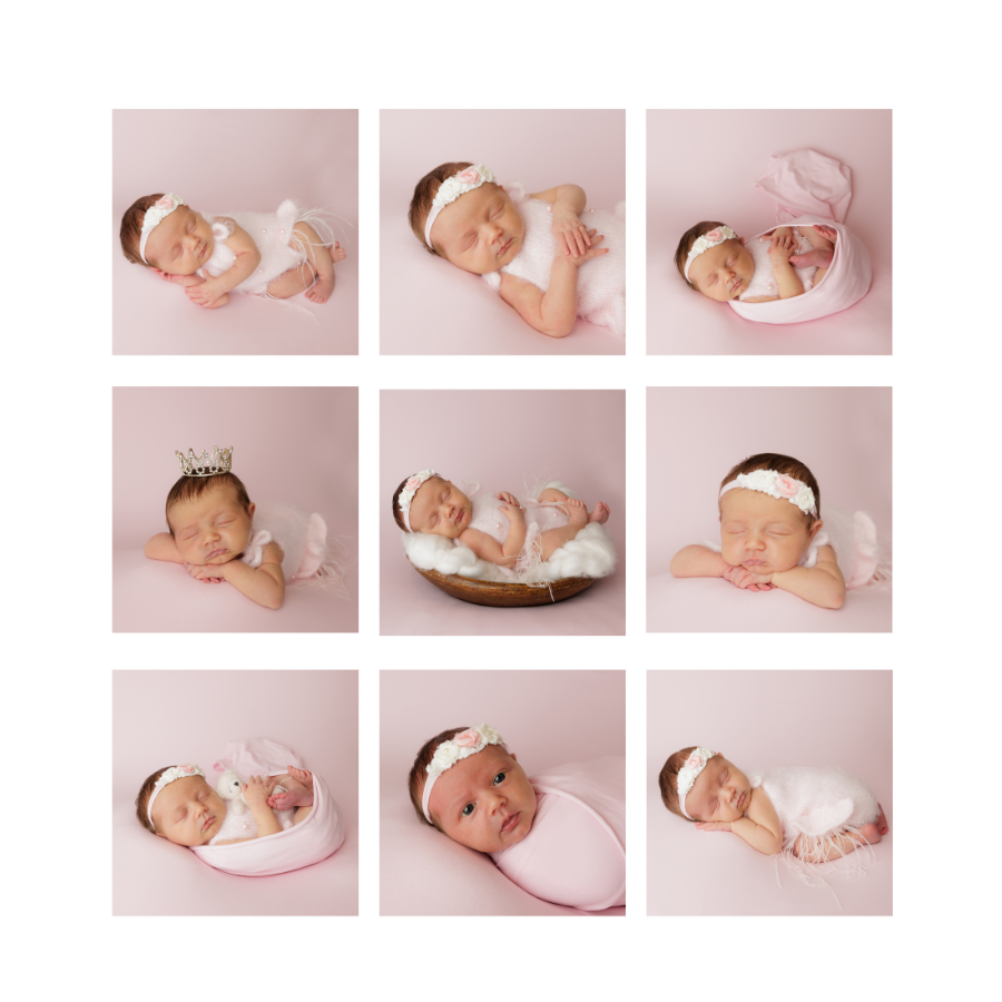 Montage images selections for sale at JK Photographers Carlisle. Photos of a newborn baby at Studio 5 New born Photographer.
