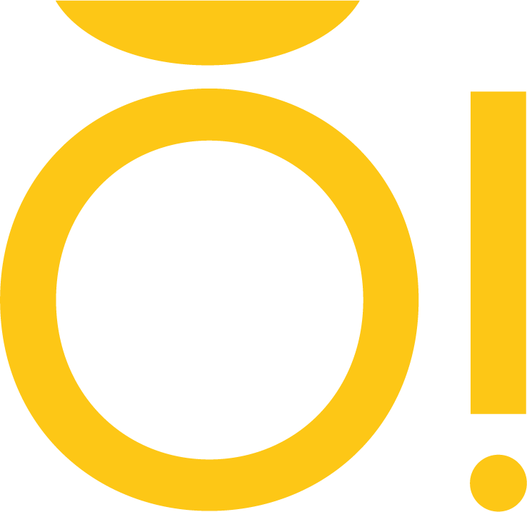 Texte en lettres majuscules jaunes sur fond noir, avec un point d'exclamation