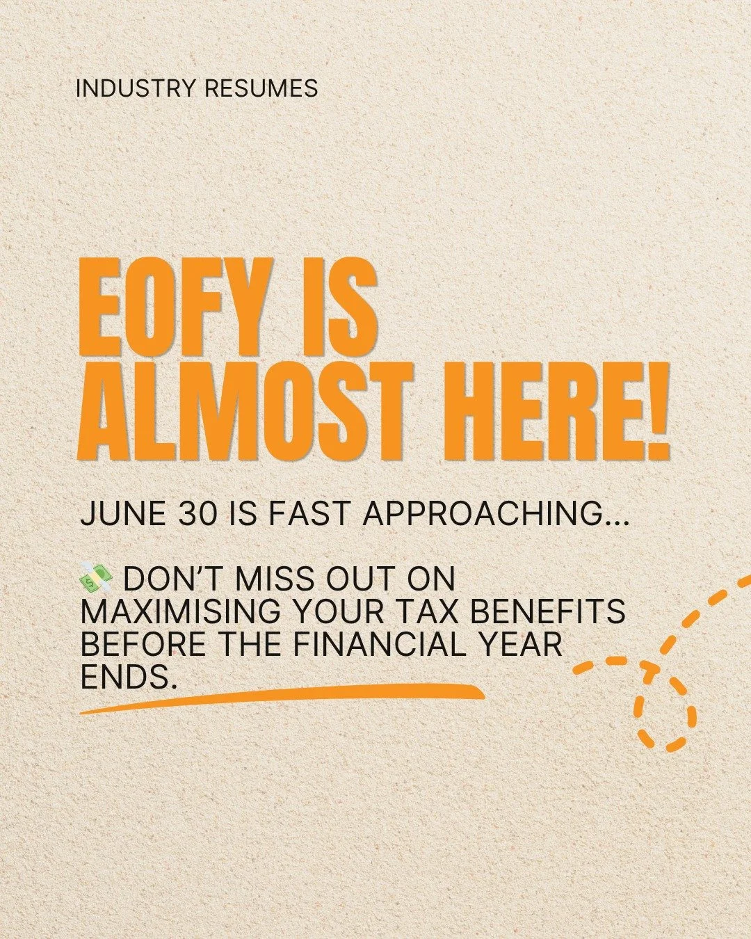 💸 EOFY is approaching fast &mdash; June 30 is just around the corner ⏳

Now is the perfect time to book in and make the most of your EOFY benefits before the financial year ends.

✨ Our services are tax deductible (where applicable), making it the i