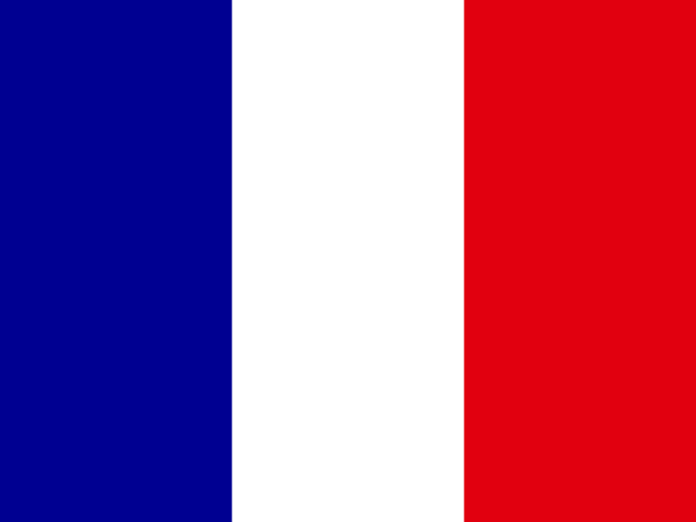 French flag with three vertical stripes of blue, white, and red.