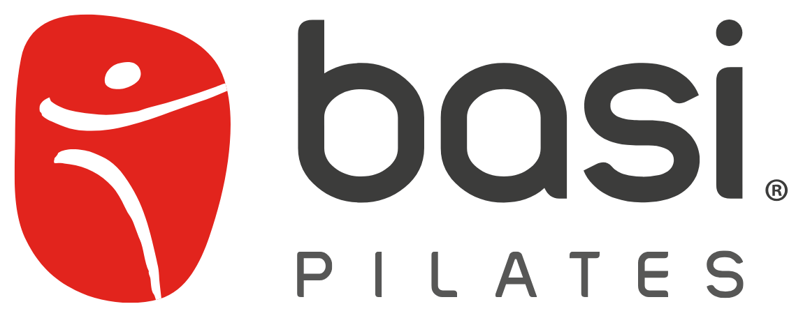 Logo for Basi Pilates featuring a red abstract figure and black text.