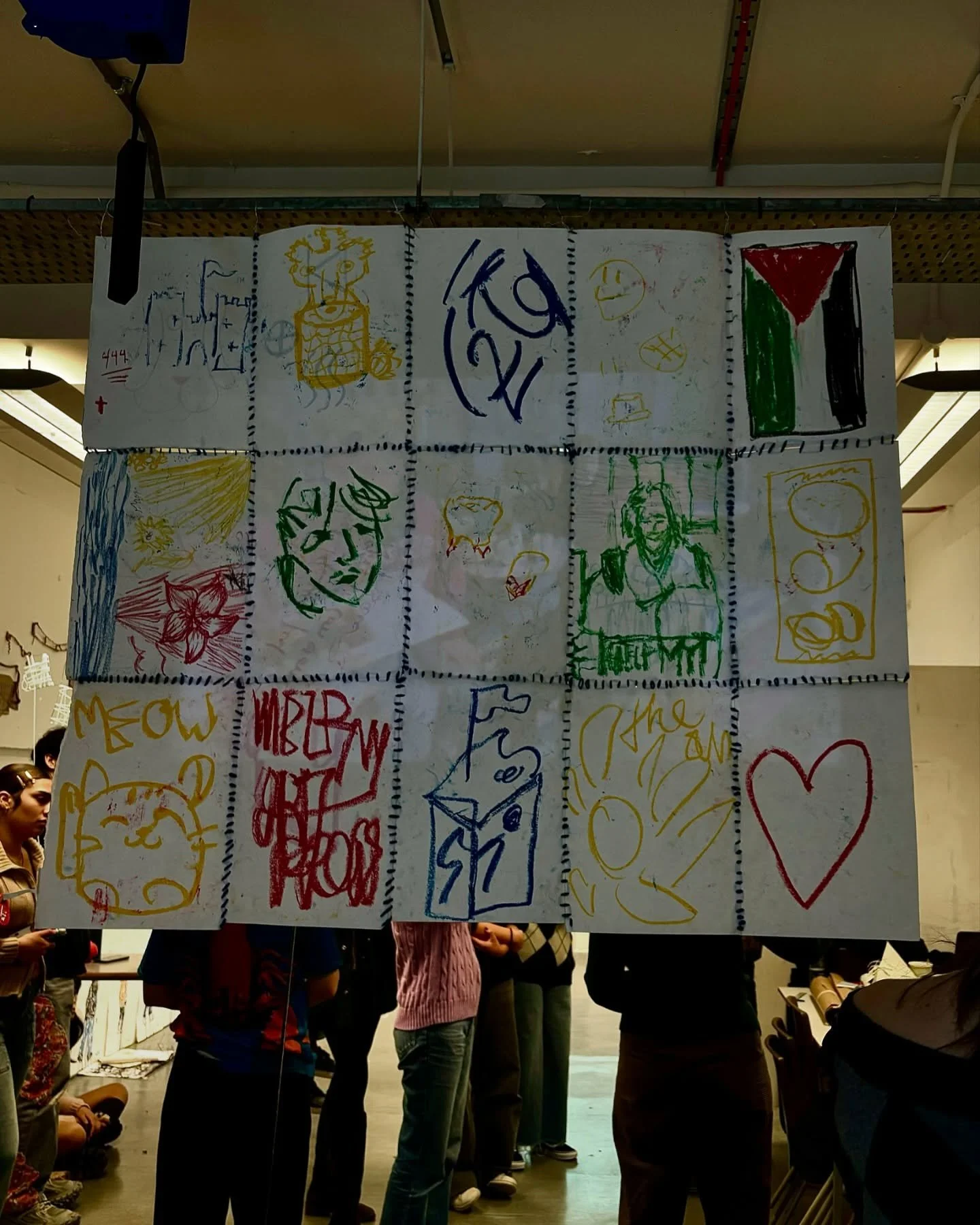 my tapestry of everyone&rsquo;s drawings with my video projected&hellip;