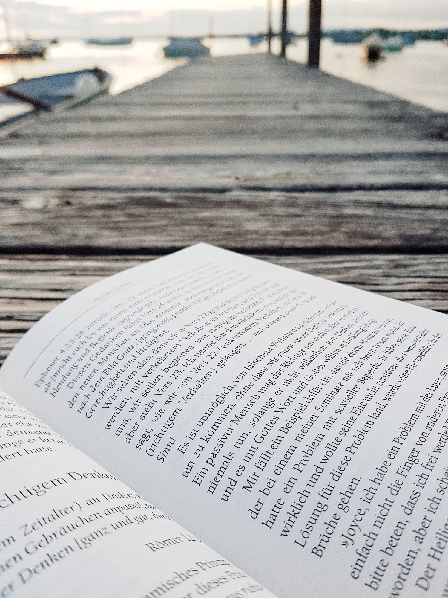 Holzsteg mit Buch