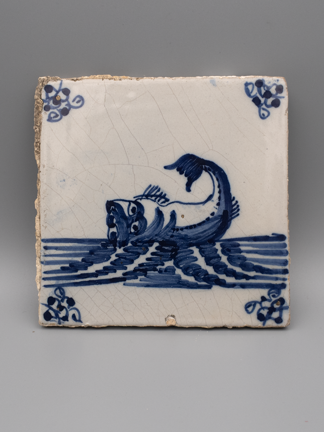 Pre-Collapse Biological Record (Marine Type IV) | Antique Delftware Tile (1650–1700)