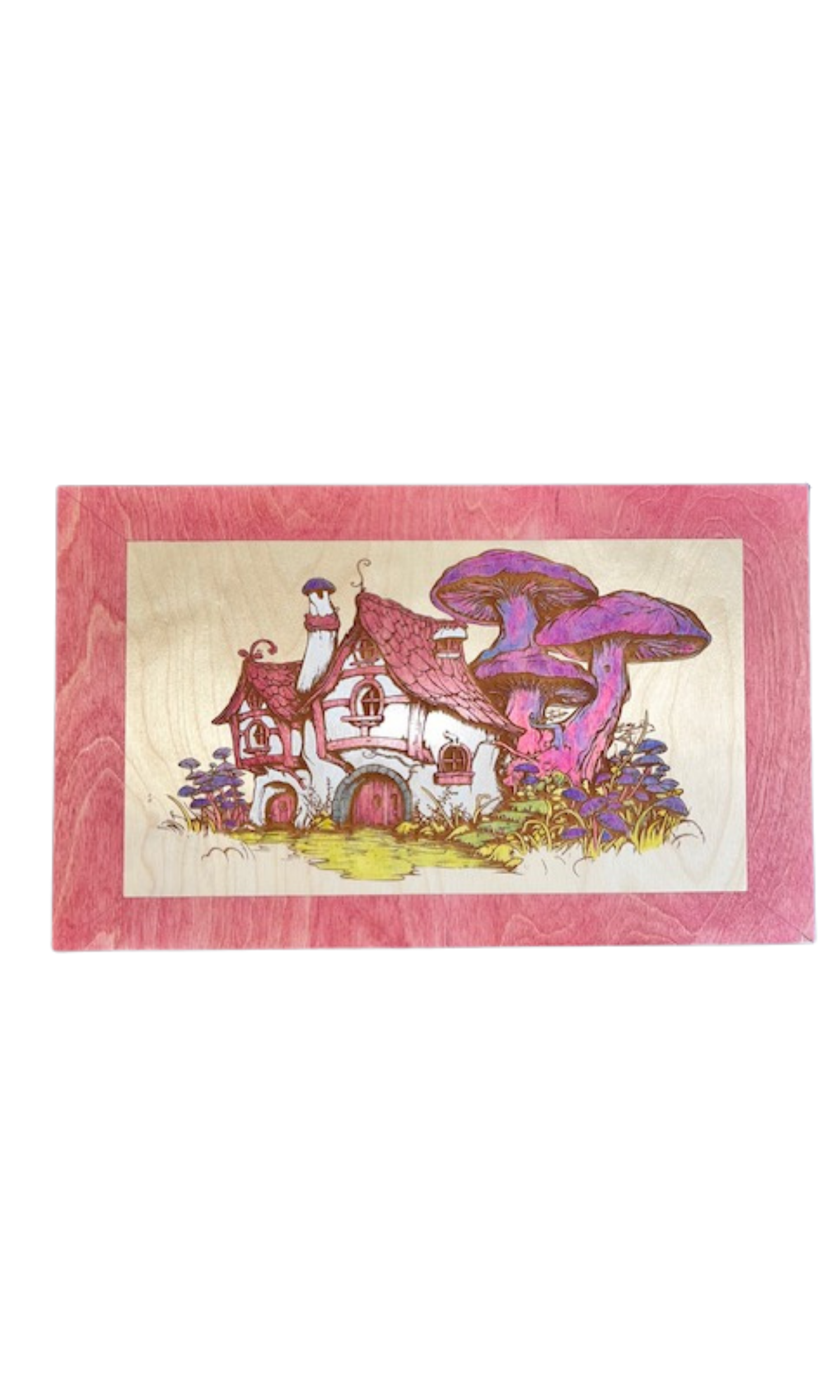 11x18 Purple Mushrooms & House