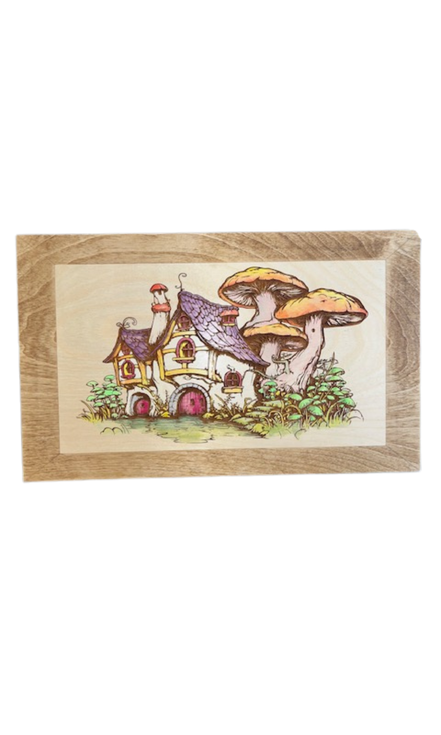 11x18 Purple House Yellow-Orange Mushrooms