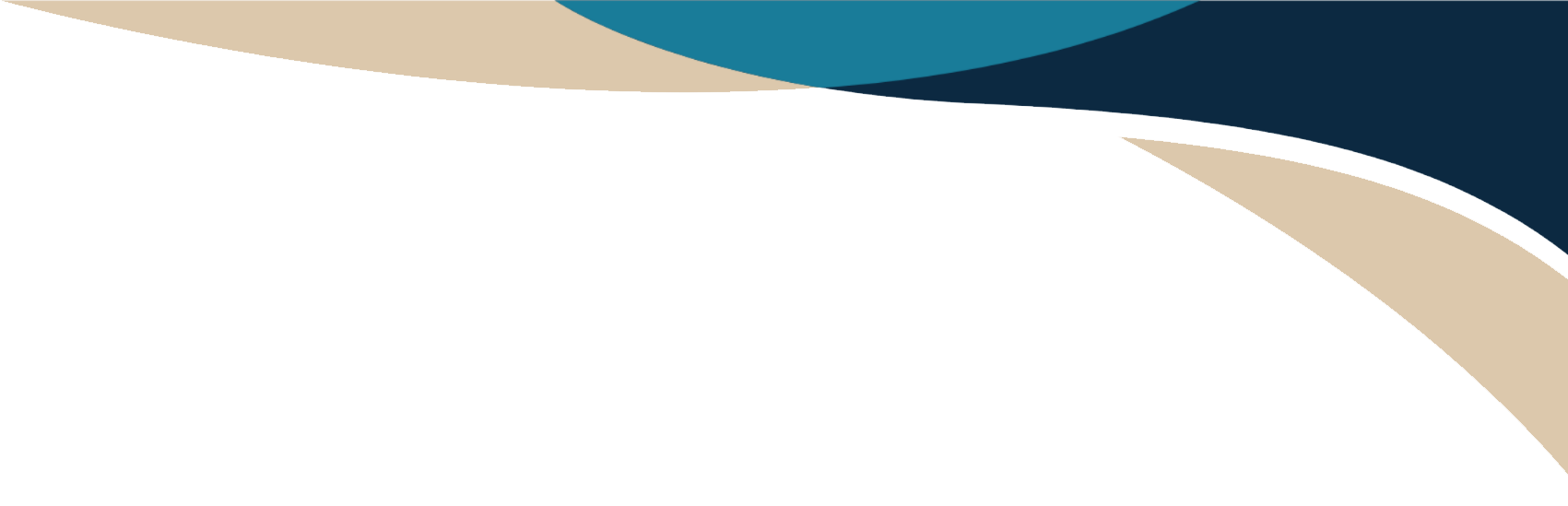 Abstract background with curved shapes in beige, dark blue, and teal colors.