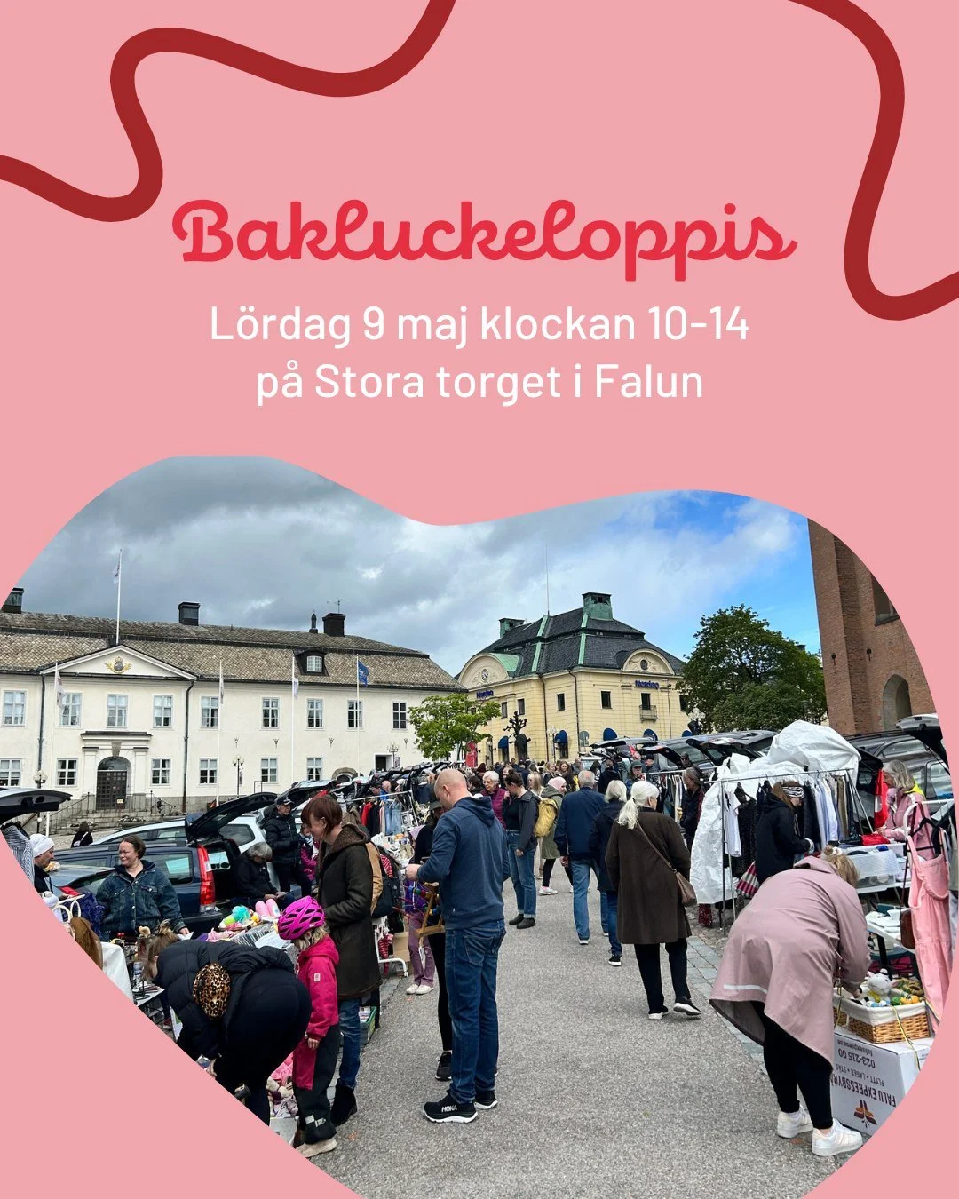 V&auml;lkommen p&aring; v&aring;r popul&auml;ra bakluckeloppis p&aring; Stora torget i Falun ☀️ L&ouml;rdag den 9 maj klockan 10-14 fylls Stora torget med fynd f&ouml;r stora och sm&aring;!

Varmt v&auml;lkommen till en l&ouml;rdag i stadsk&auml;rnan