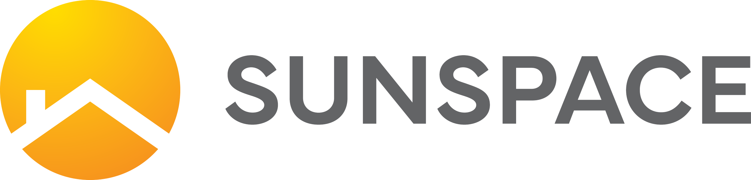 SunSpace logo with an orange sun and stylized white and yellow geometric shapes resembling a mountain range.