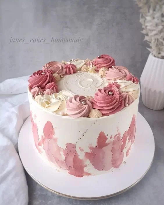 Pink And White Designer Cake