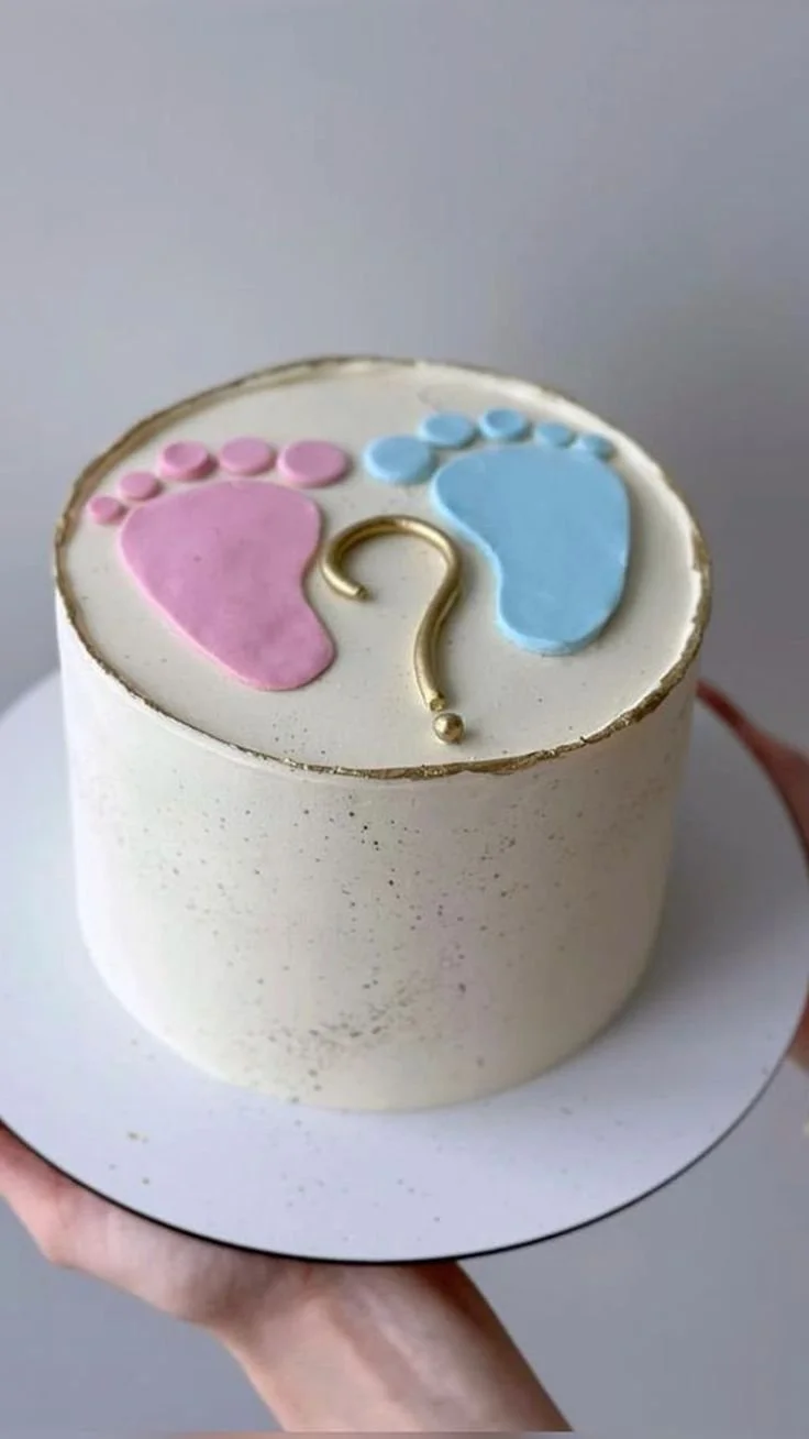Pink and Blue Baby Feet Cake