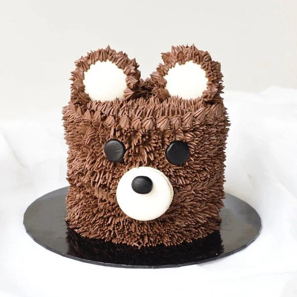Tall Furry Teddy Face Cake