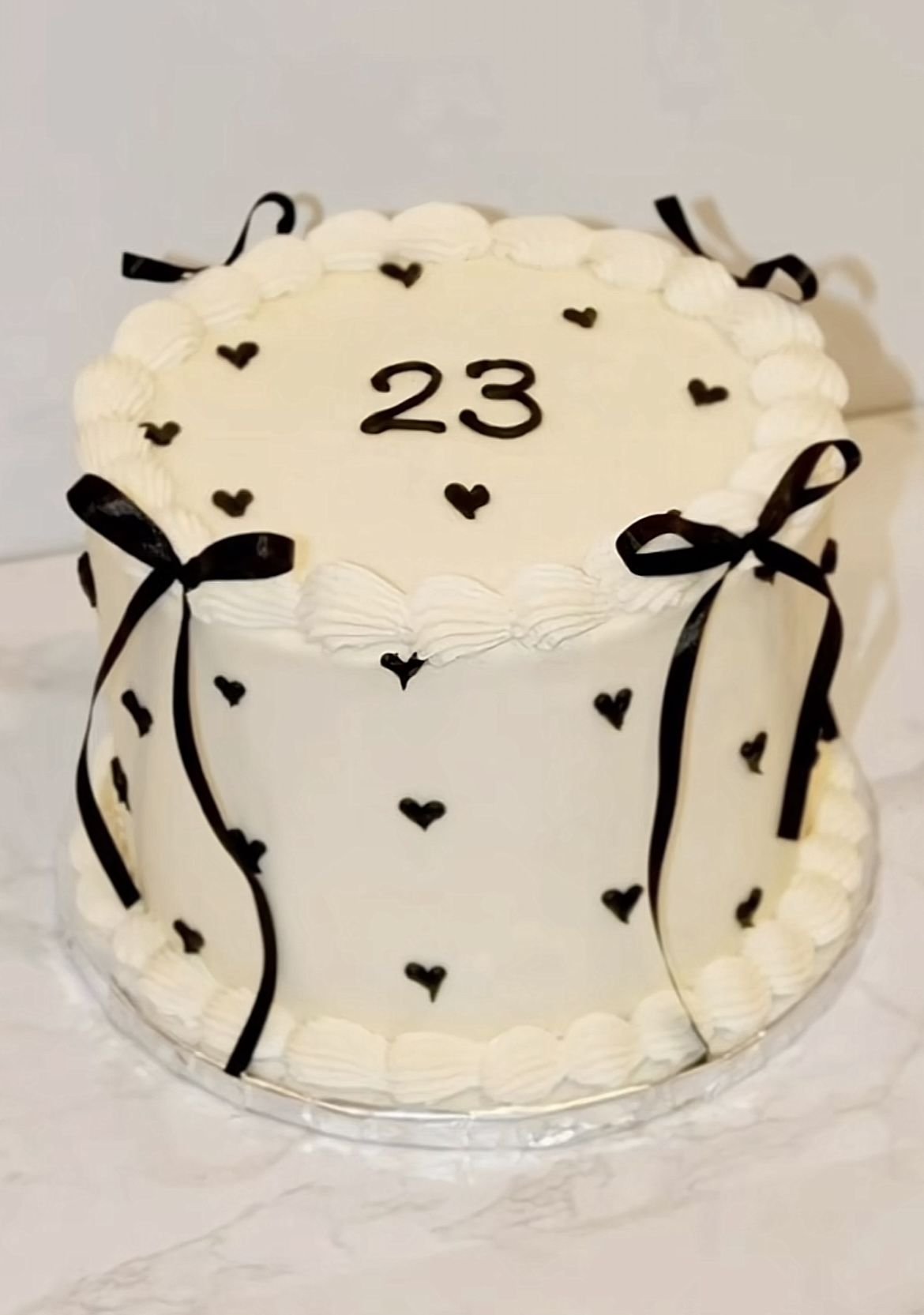 Black Hearts And Bows Cake