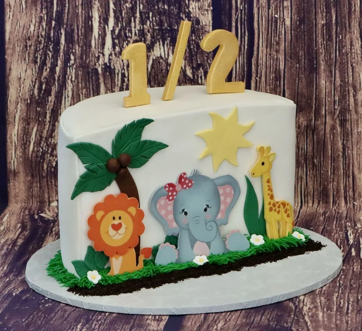 Jungle Theme Half Birthday Cake
