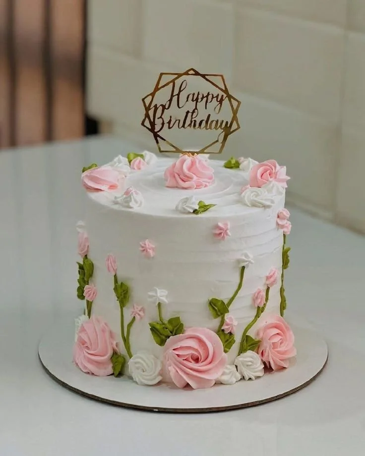 Rosette Flowers Garden Design Cake