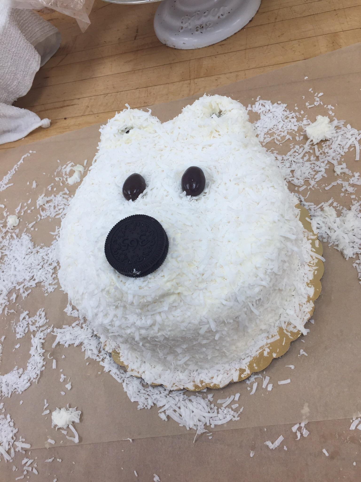 White Bear Furry Face Cake
