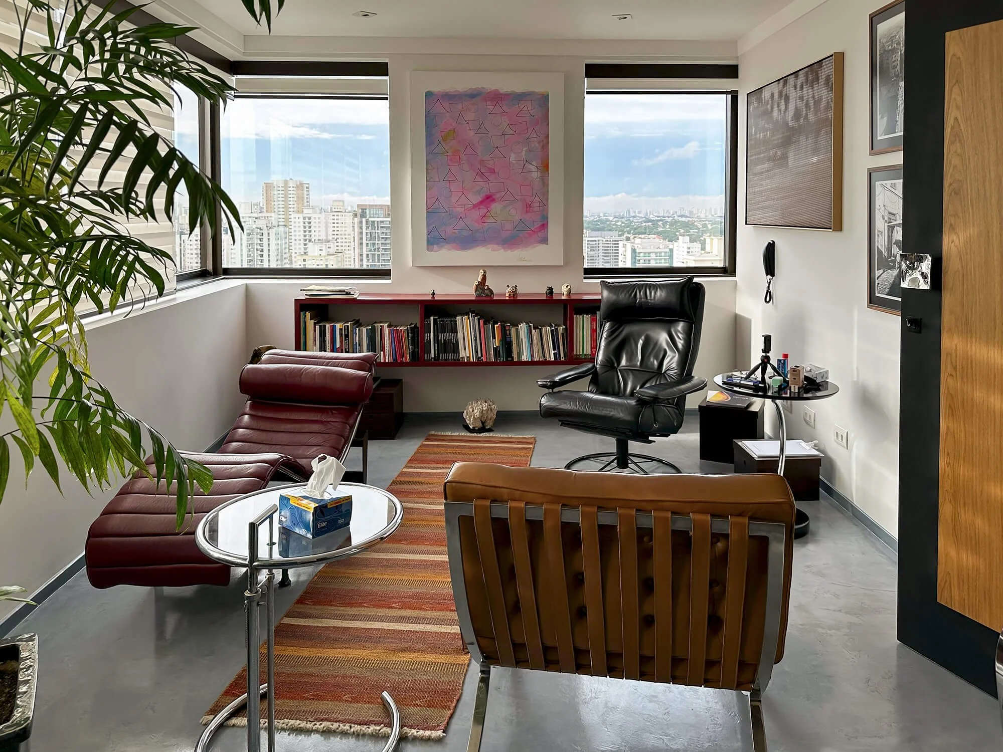 Ambiente interno do consultório de psiquiatria de Alexandre Horta e Silva