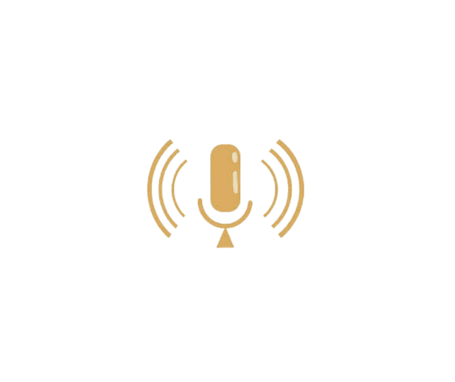Icon of a microphone with radio waves indicating sound recording or broadcasting.