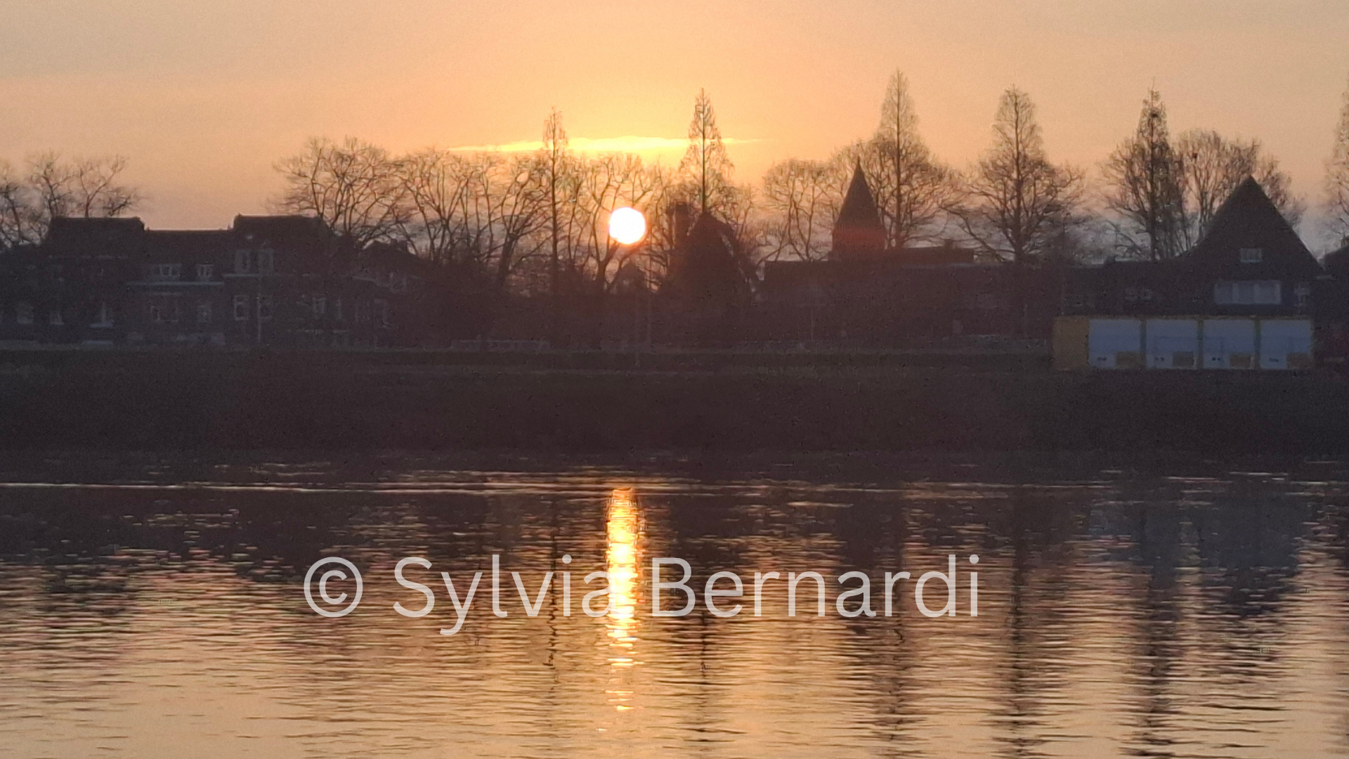 Golden Church Sunset Reflection