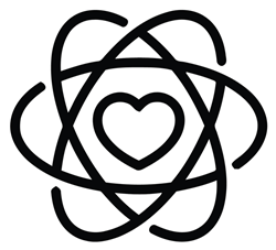 A black and white line drawing of a heart surrounded by a chaotic scribble or tangled lines.