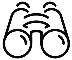 Cartoon-style face with large glasses and happy expression on a white background.
