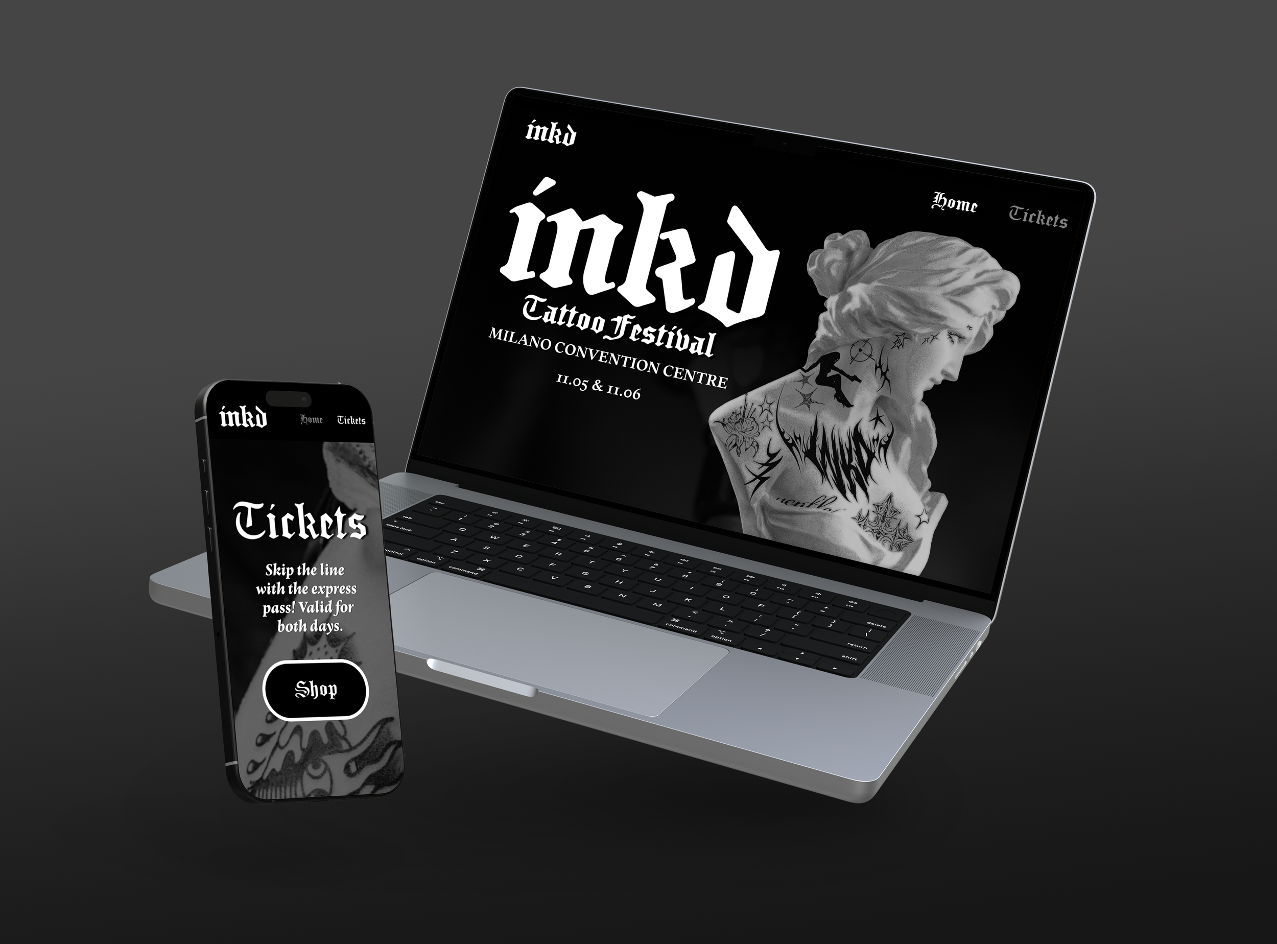 landing & ticketing webpage