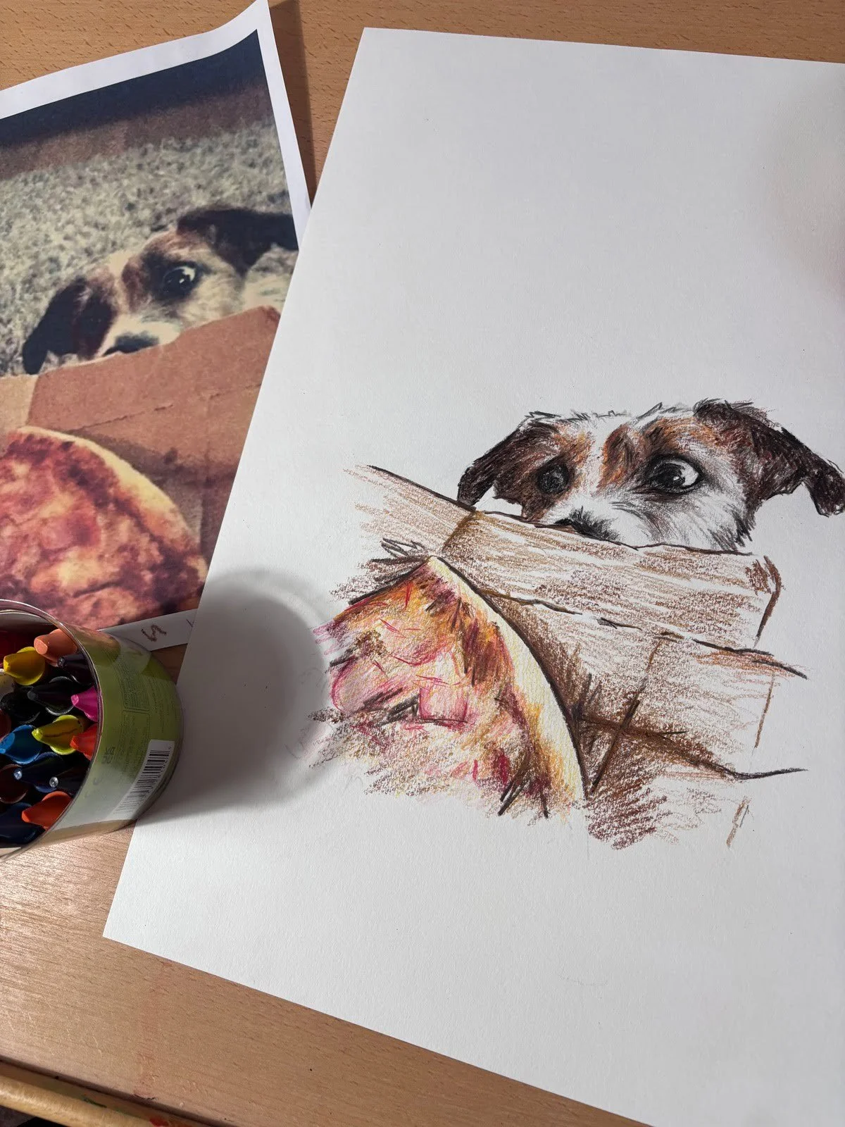 Close up of custom pet portrait of Parson Russell