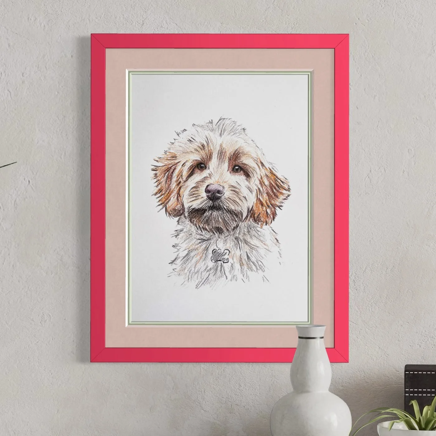 Custom pet portrait in coloured pencil UK