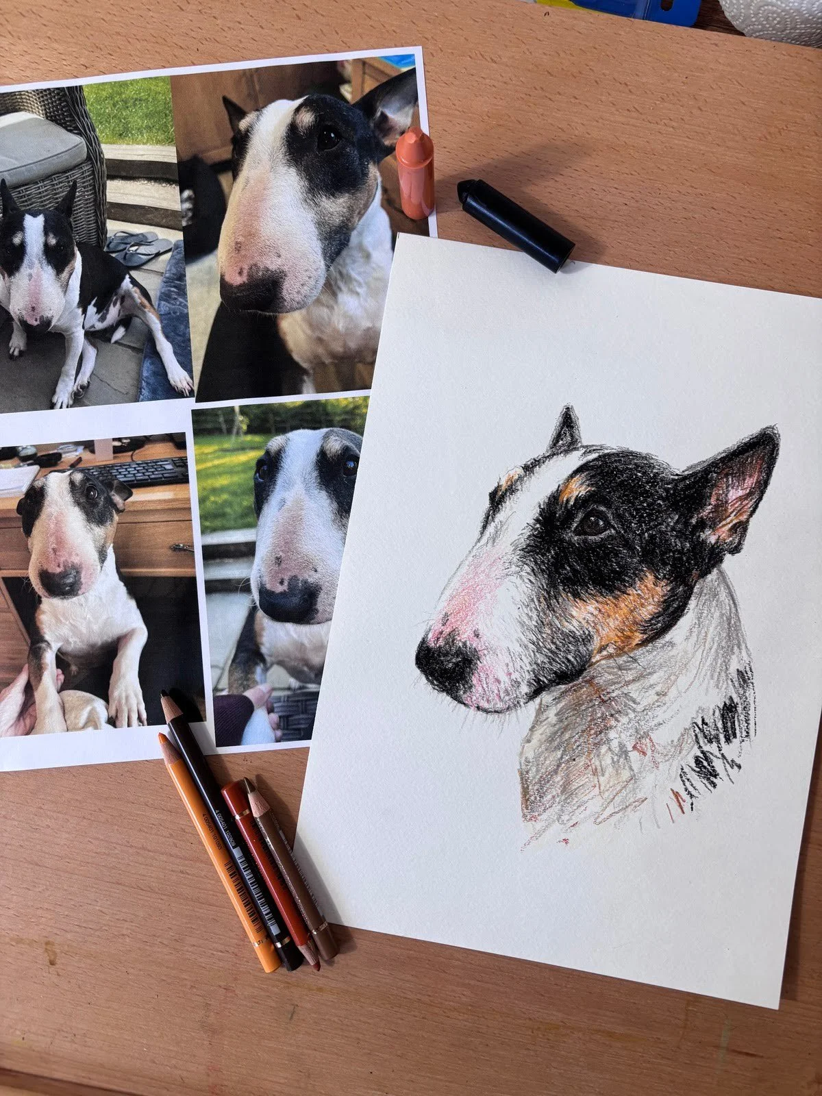 Close up of custom pet portrait of Parson Russell