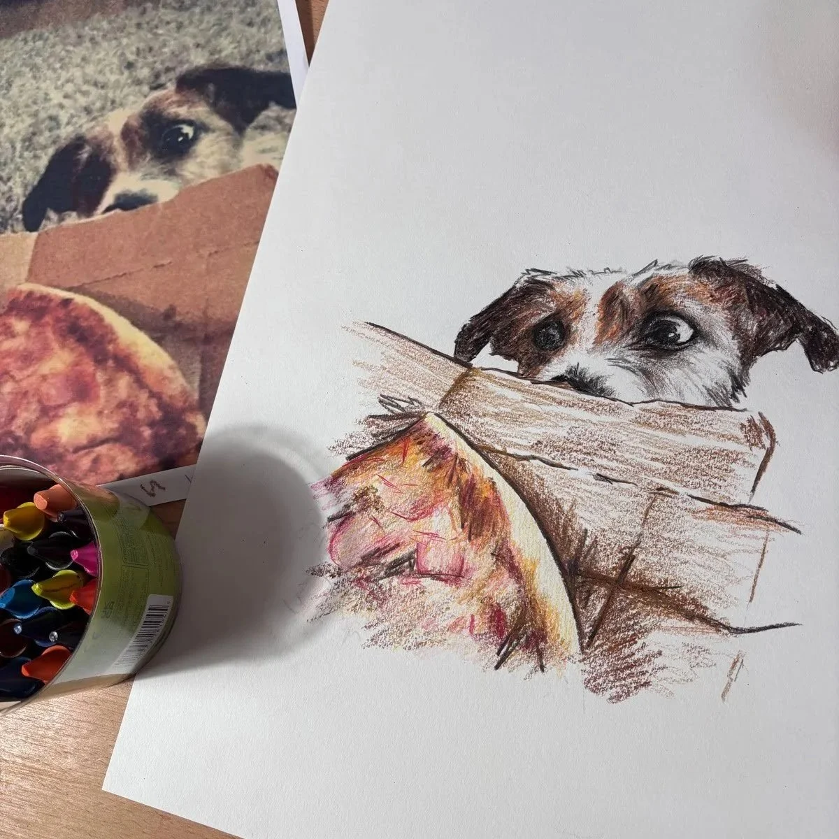 Close up of custom pet portrait of Parson Russell
