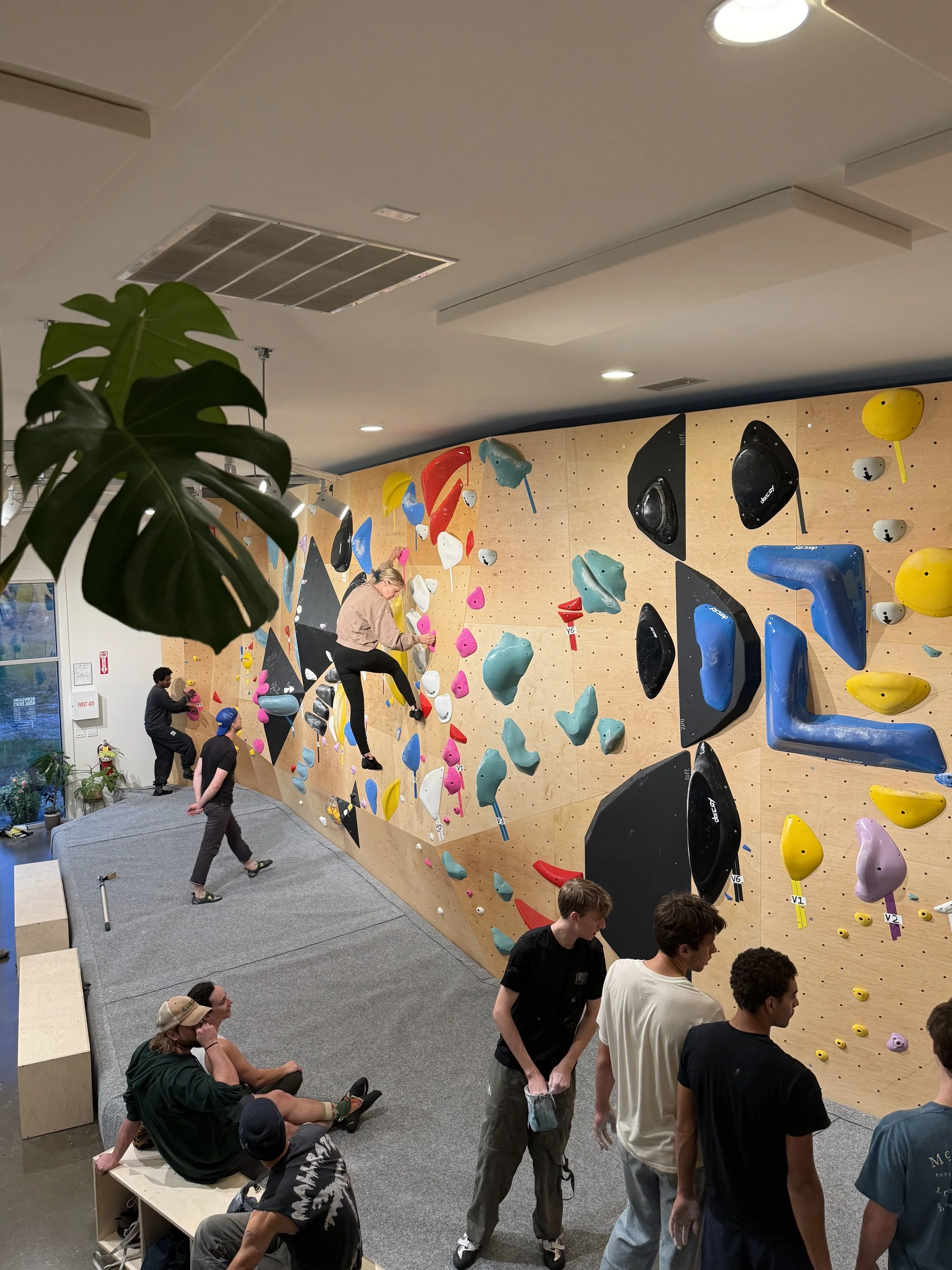 The front area of the bouldering wall