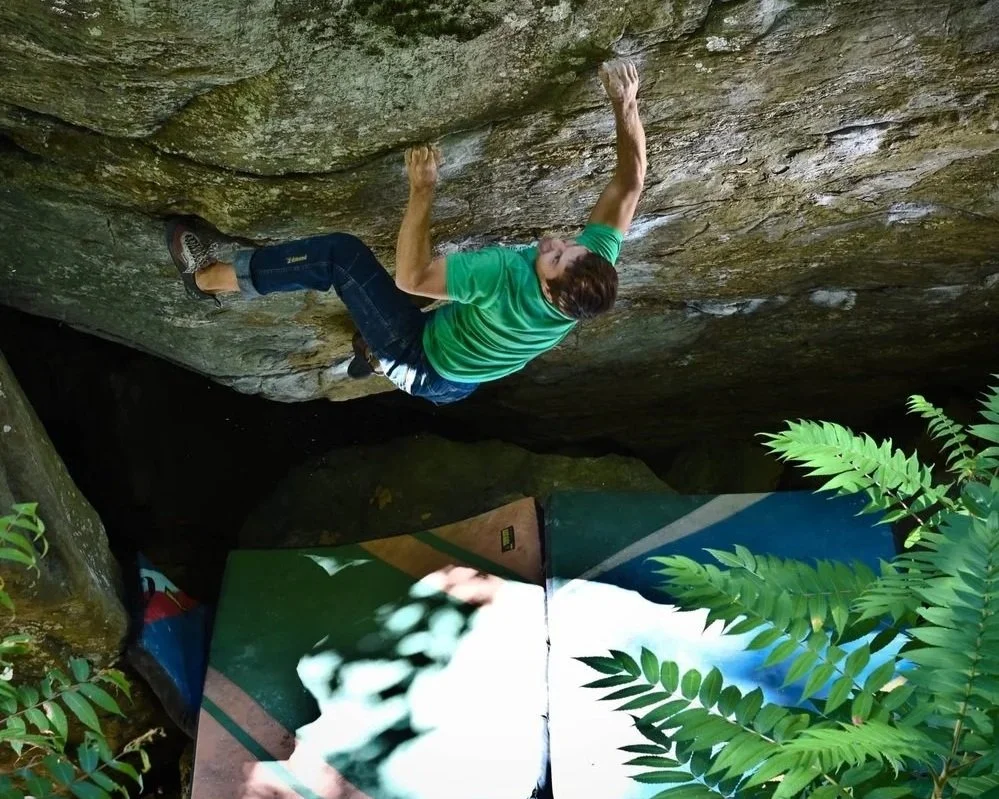 Bouldering The Bump V8 in Great Barrington