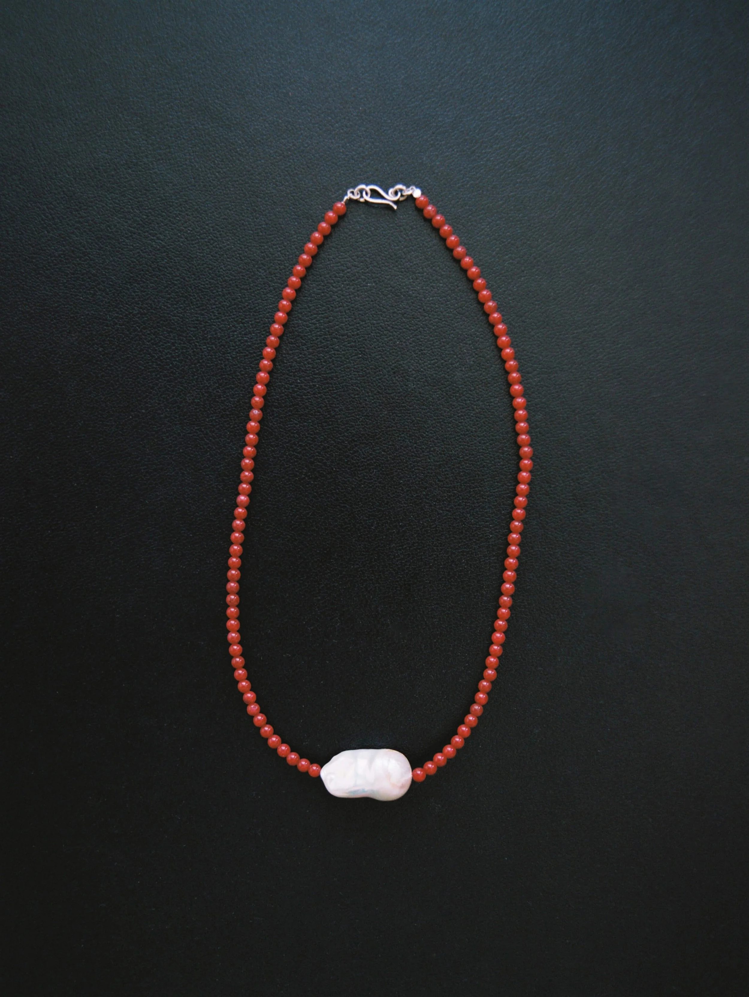 Object 22b — Coral Bead Necklace with Baroque Pearl
