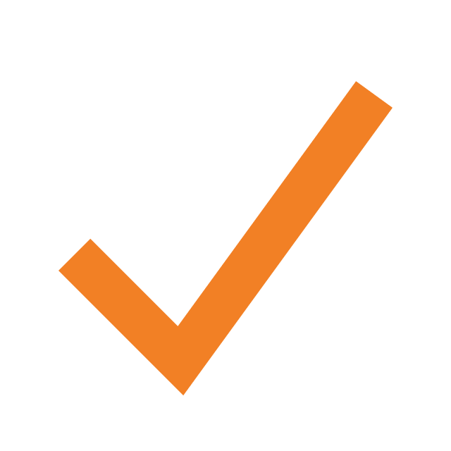 Orange checkmark on a transparent background.