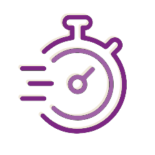 Icône d'un chronomètre en ligne avec des lignes de vitesse.