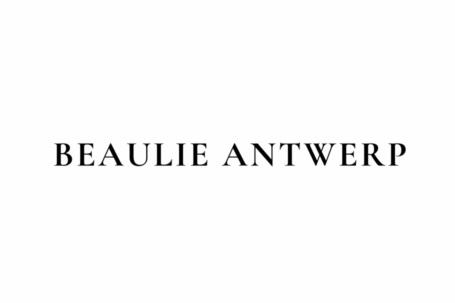 Tekst op afbeelding dat zegt 'BEAULIE ANTWERP' in zwarte letters op een witte achtergrond.