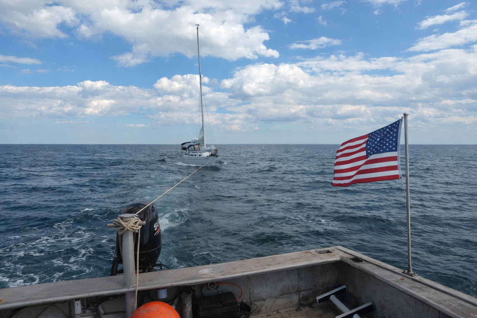 Towing a sailboat, a salvage job, and also doing mooring work in Norwell MA, Scituate MA, Hingham MA, Hull MA, Duxbury MA