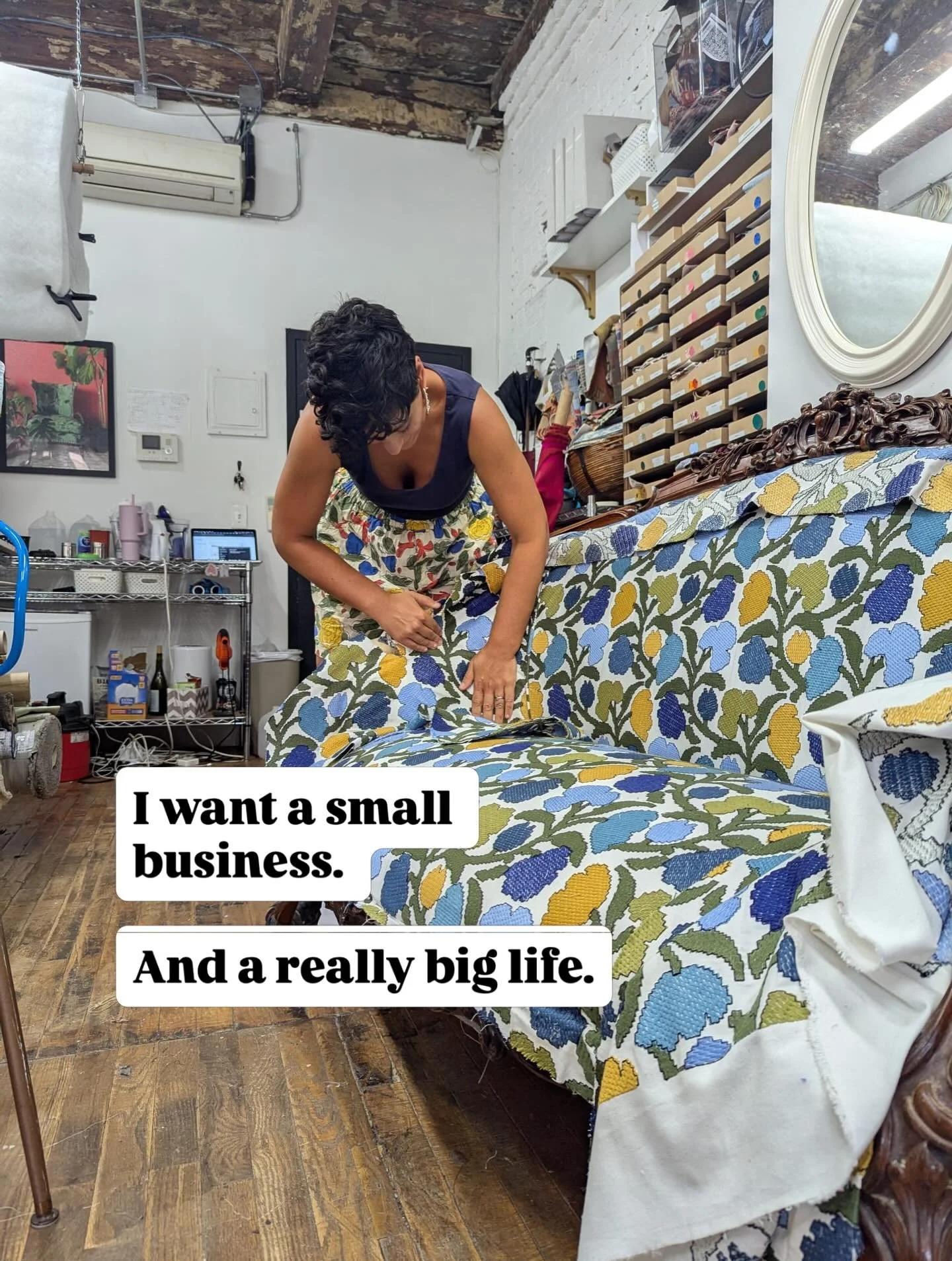 I used to run a big workroom. Now I run a small one.

On purpose. No ladder. No empire.

Just fabric and frames. Teaching. Community. Kids still little enough to need me at dinner.

Growth doesn&rsquo;t have to mean bigger.

#reupholstery #smallbusin