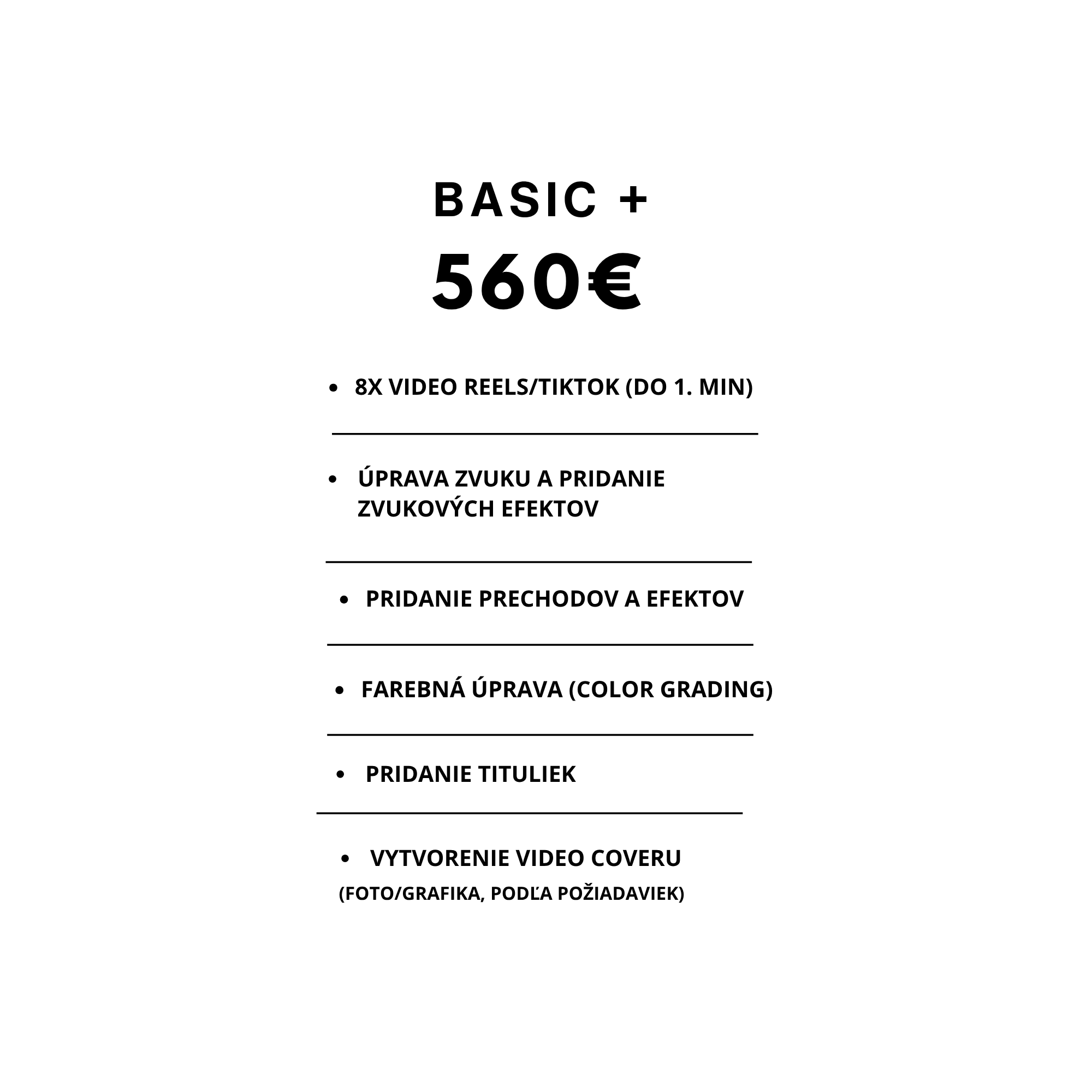 A Black and white flyer in a foreign language offering basic video editing services, including audio adjustment, transition addition, color grading, titling, and creating video covers.