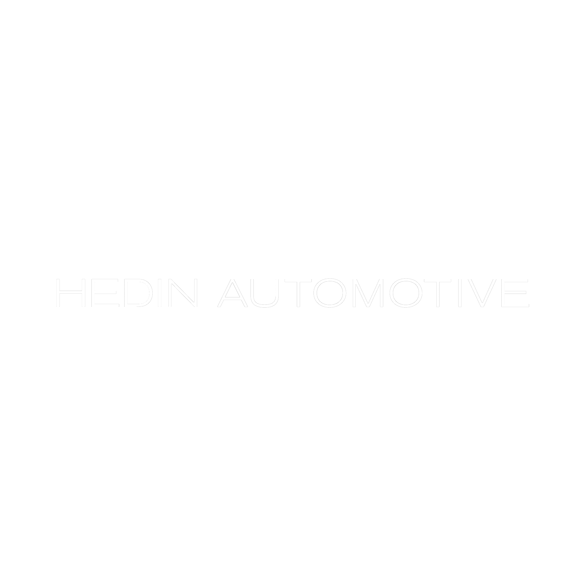 Hedin Automotive logo in white text on a black background