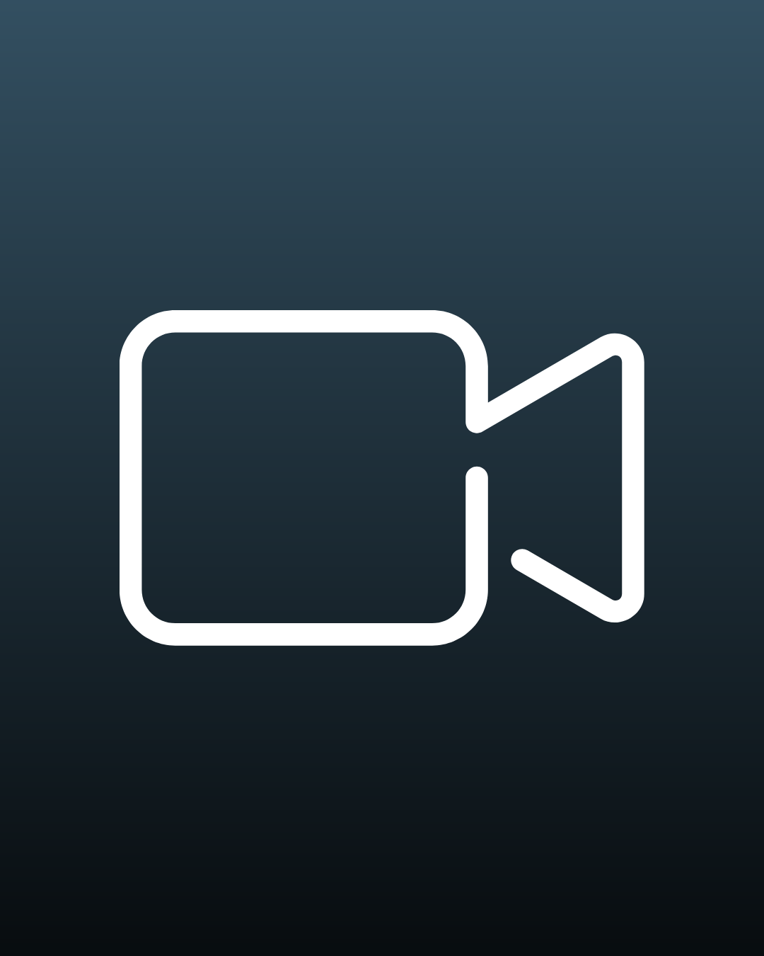 Icon of a video camera outlined in white on a dark gradient background.
