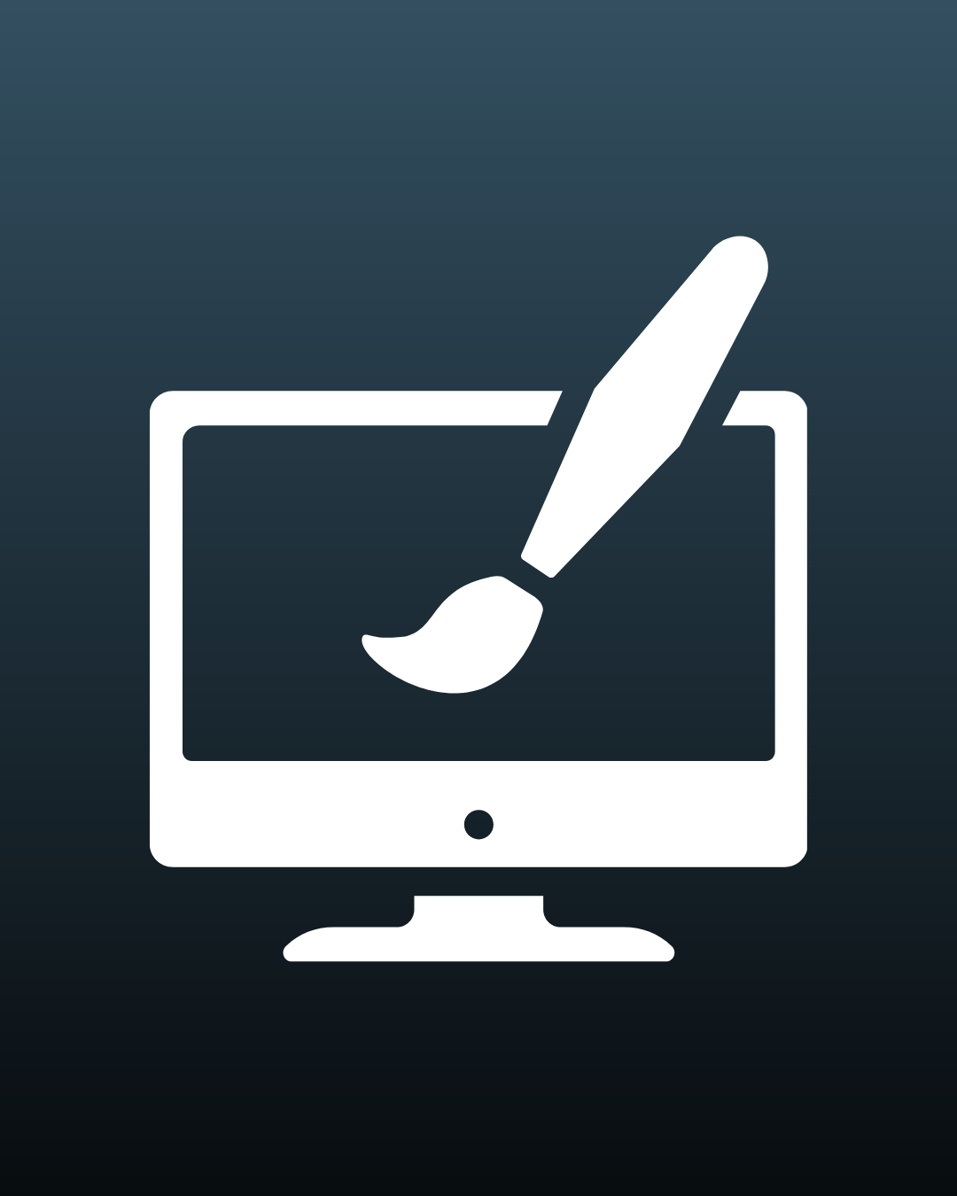 Computer monitor with a paintbrush icon, indicating digital art or graphic design.