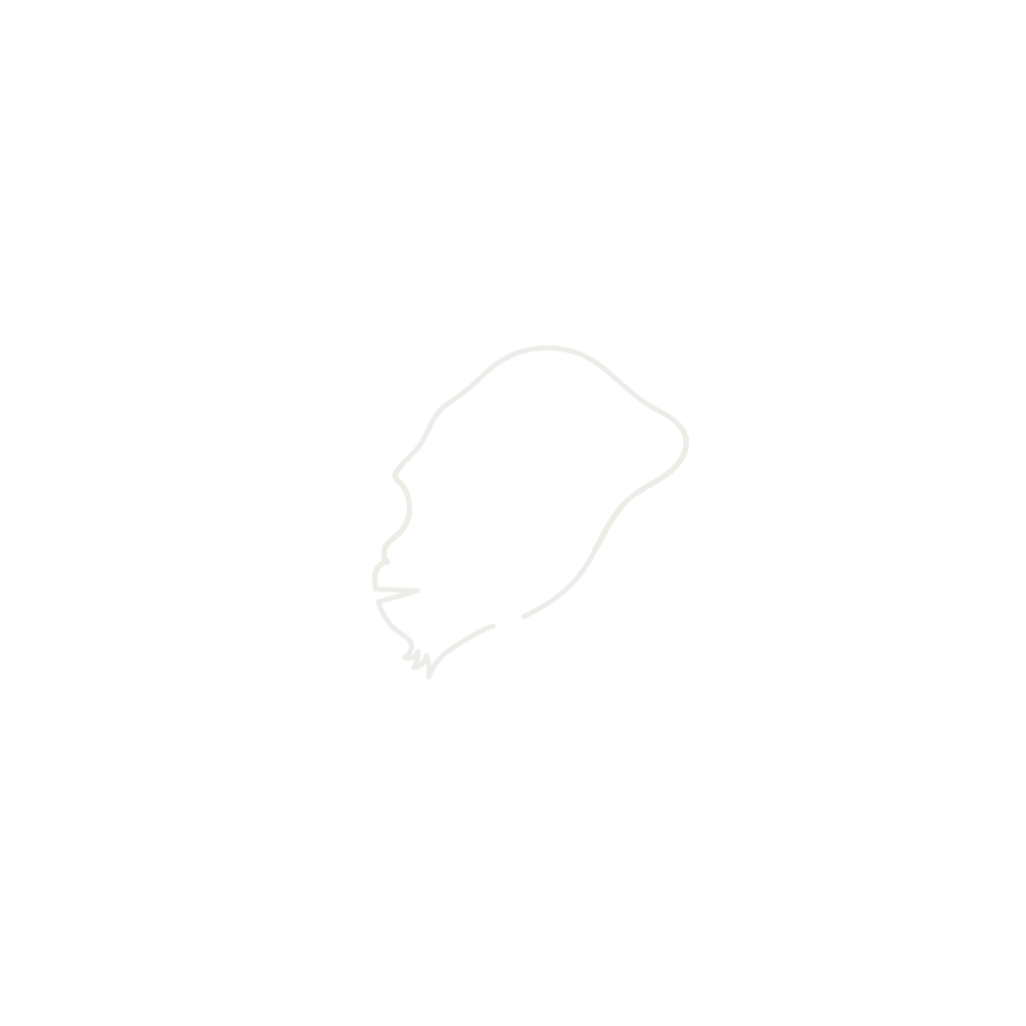 Black background with white text that reads "LOVE" and a white outline of a face below. The face outline includes eyes, nose, and lips, with a white line connecting the face to the text.