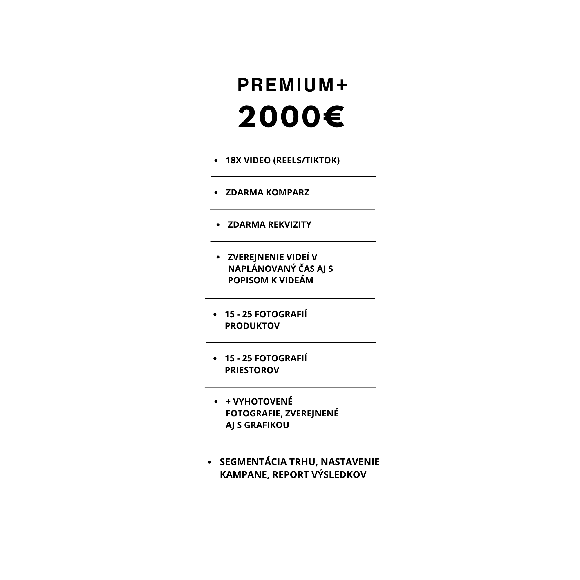 Pricing and service information for video content and media reporting in Slovak.