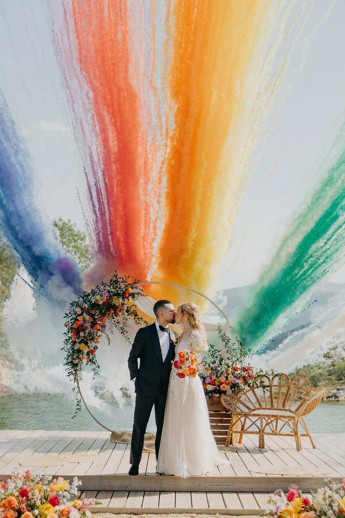 cérémonie mariage fusée couleurs