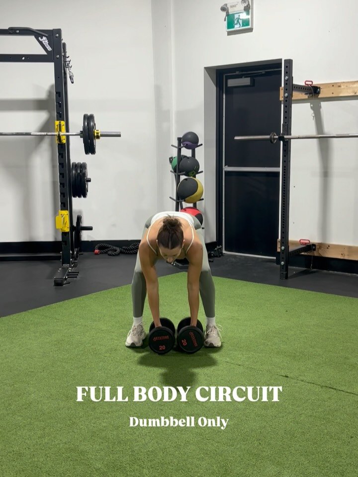 A sweaty circuit workout is good for the soul 🥵⠀
⠀
This one absolutely killed me yesterday, so I had to share! ⠀
⠀
The Workout:⠀
⠀
Circuit 1 ⠀
&bull; DB Thrusters x10⠀
&bull; RDL &rarr; Bent-Over Row x10⠀
&bull; 1 min rest⠀
x3⠀
⠀
Circuit 2⠀
&bull; D