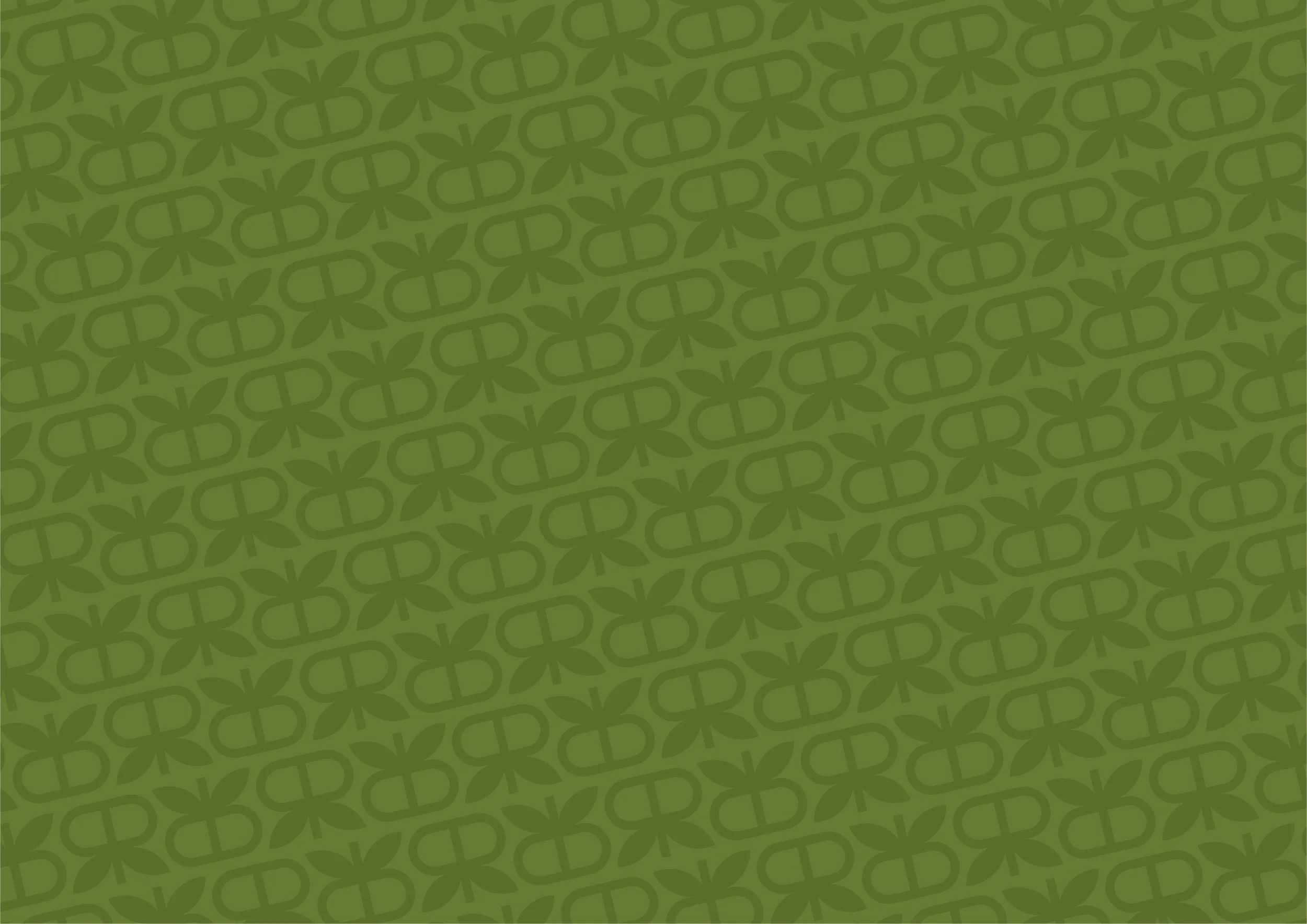 A green background with a repeating pattern of butterfly and circle designs.