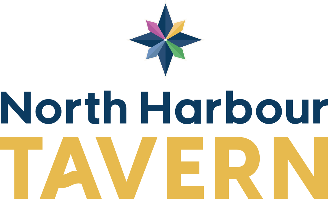 Logo of North Harbour Tavern featuring a multicolored star above the text.