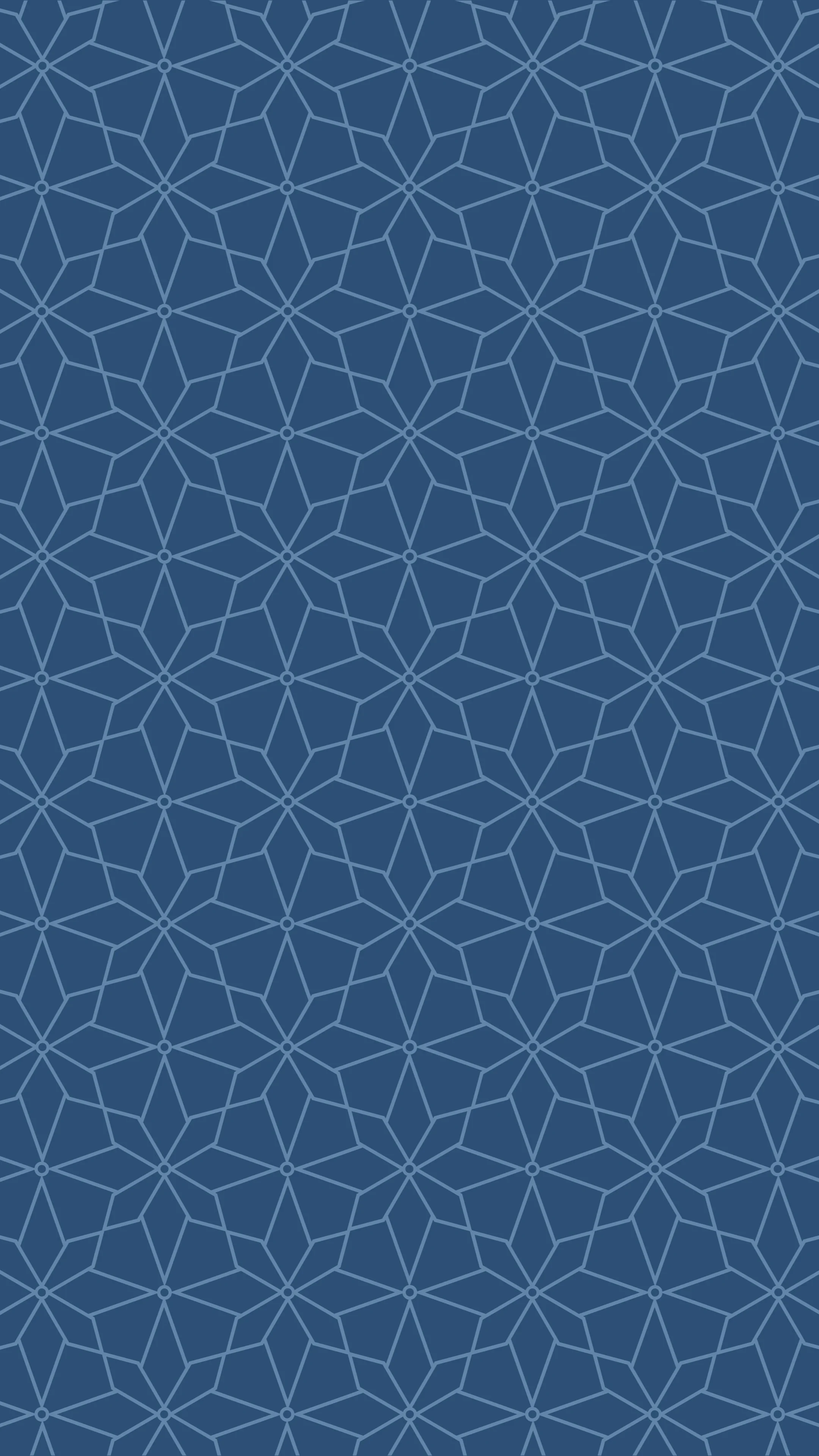 A pattern of interconnected geometric stars and polygons in shades of blue.