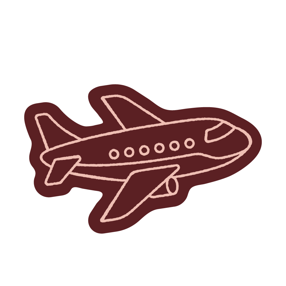 Neon outline of an airplane on a black background.